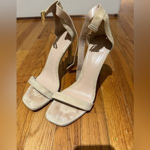 Stuart Weitzman ivory high heel sandal. Worn condition.